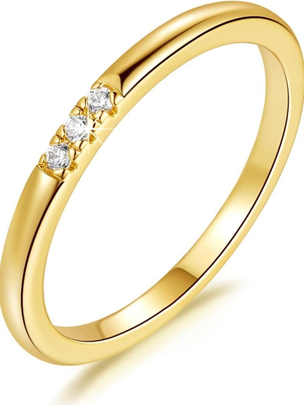 Dainty 14K Gold Stacking Rings for Women, Non-Tarnish Cubic Zirconia, Everyday